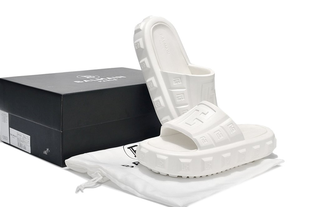 BALMAIN Pool Slide Ari-rubber Sandals White - Image 2