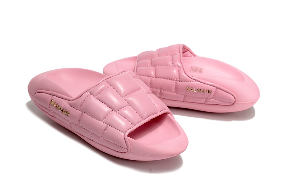 Balmain B-IT Quilted Leather Mules Pink - Image 2