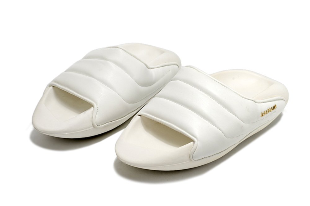 Balmain B-IT Quilted Leather Mules White - Image 2