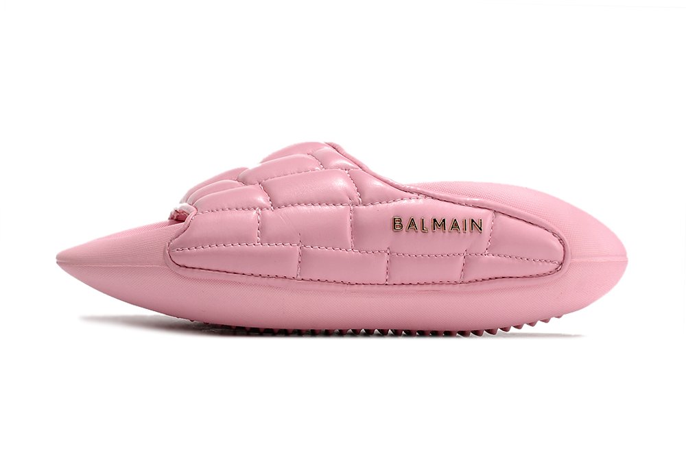Balmain B-IT Quilted Leather Mules Pink