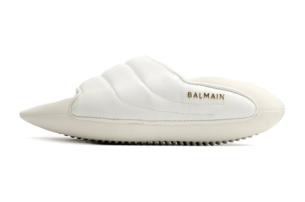Balmain B-IT Quilted Leather Mules White