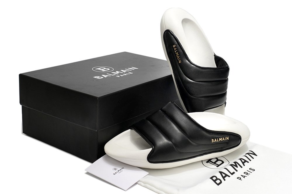 Balmain B-IT Quilted Leather Mules Black and white - Image 7
