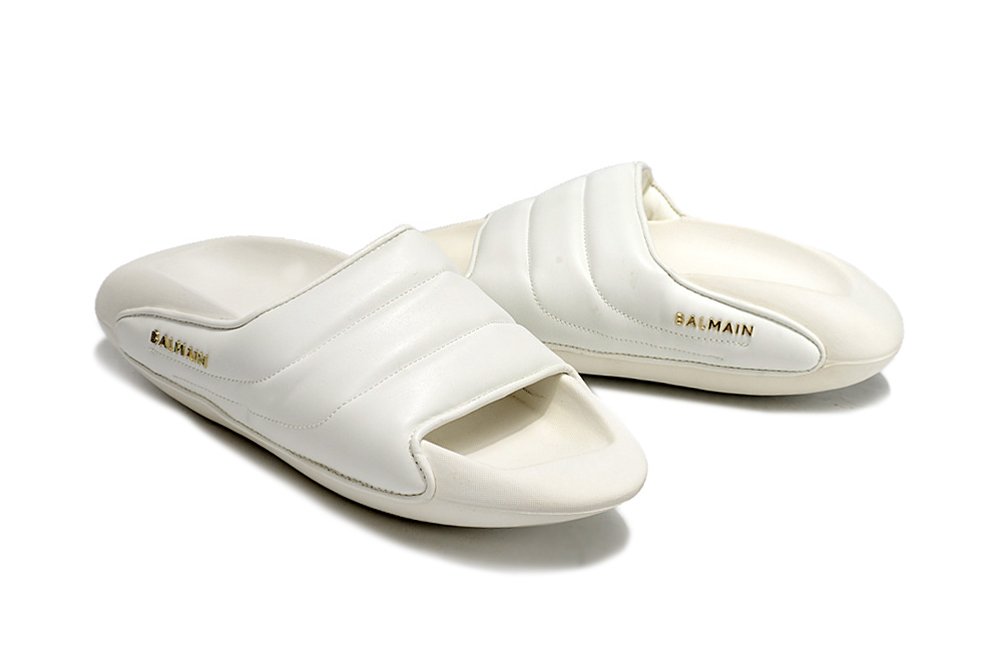 Balmain B-IT Quilted Leather Mules White - Image 5
