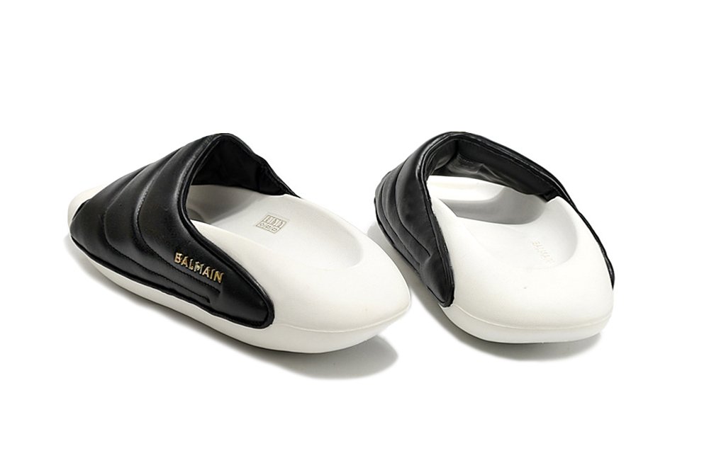 Balmain B-IT Quilted Leather Mules Black and white - Image 6