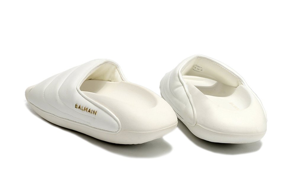 Balmain B-IT Quilted Leather Mules White - Image 4