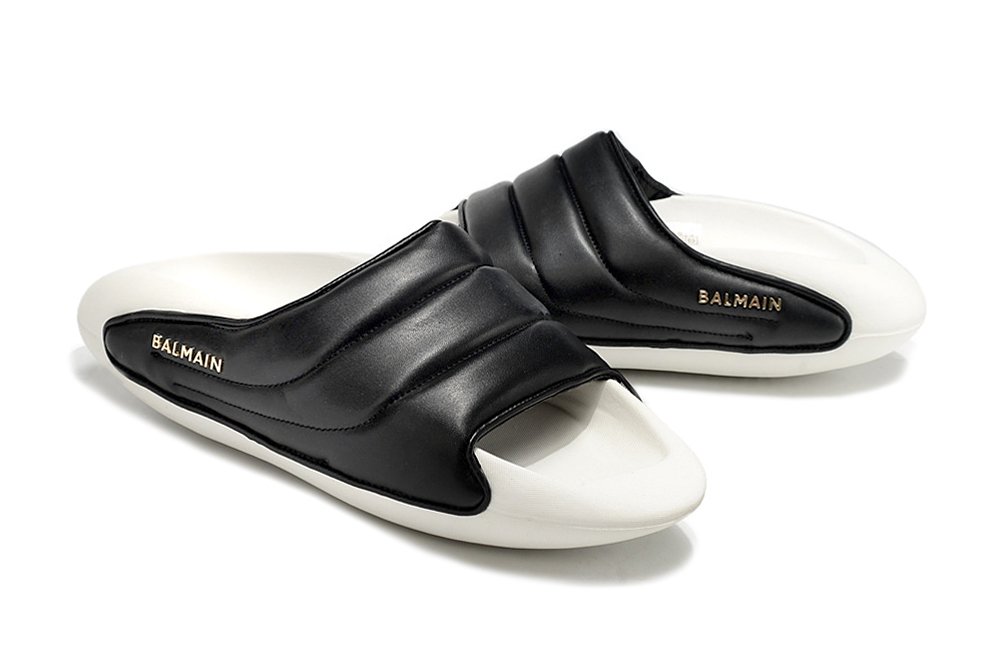 Balmain B-IT Quilted Leather Mules Black and white - Image 5