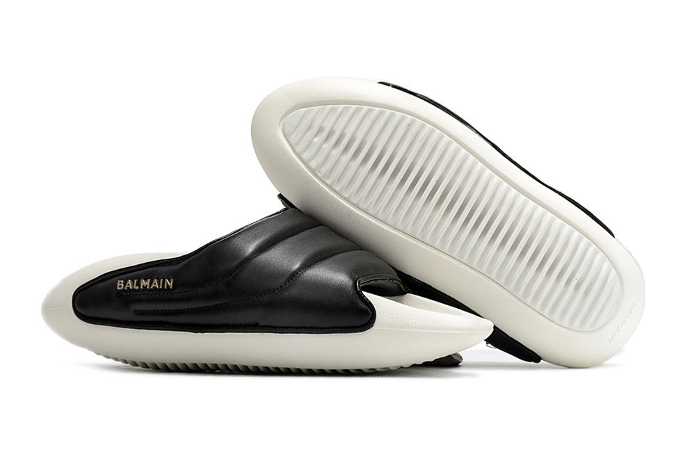 Balmain B-IT Quilted Leather Mules Black and white - Image 4