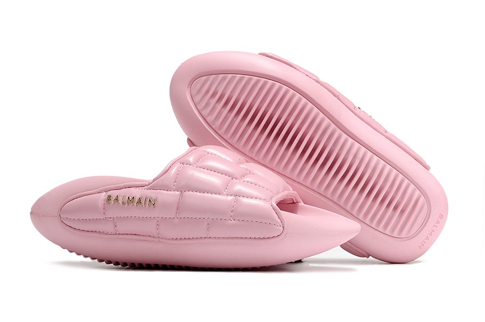 Balmain B-IT Quilted Leather Mules Pink - Image 3
