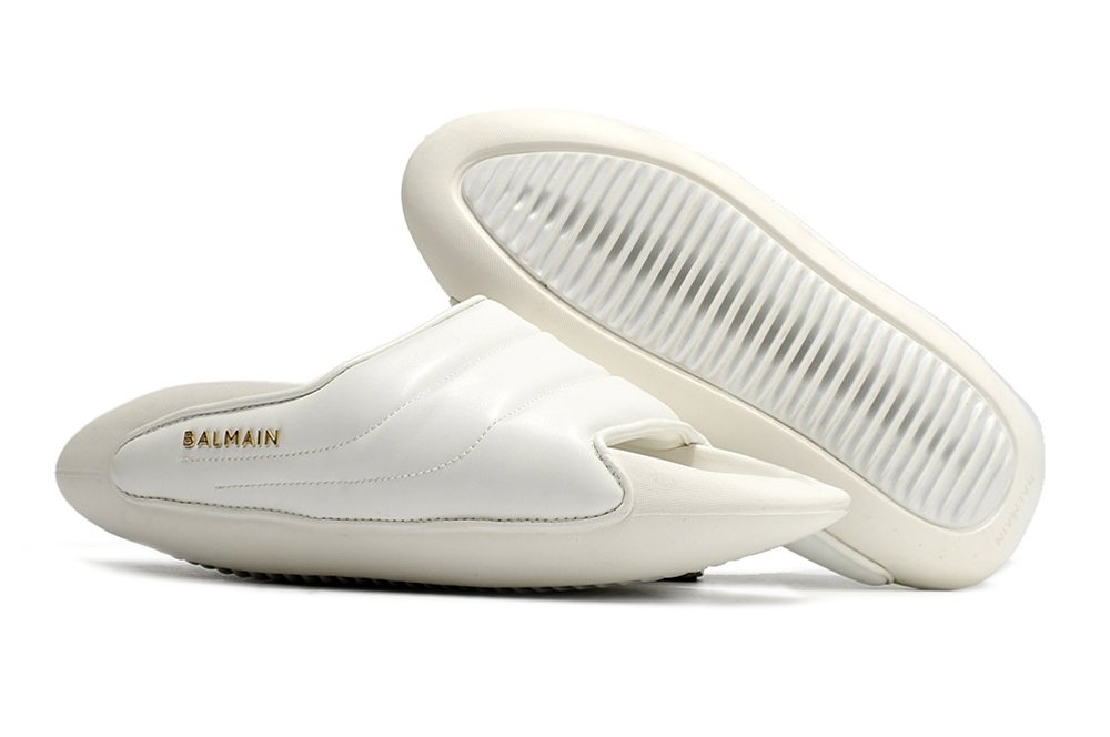 Balmain B-IT Quilted Leather Mules White - Image 3