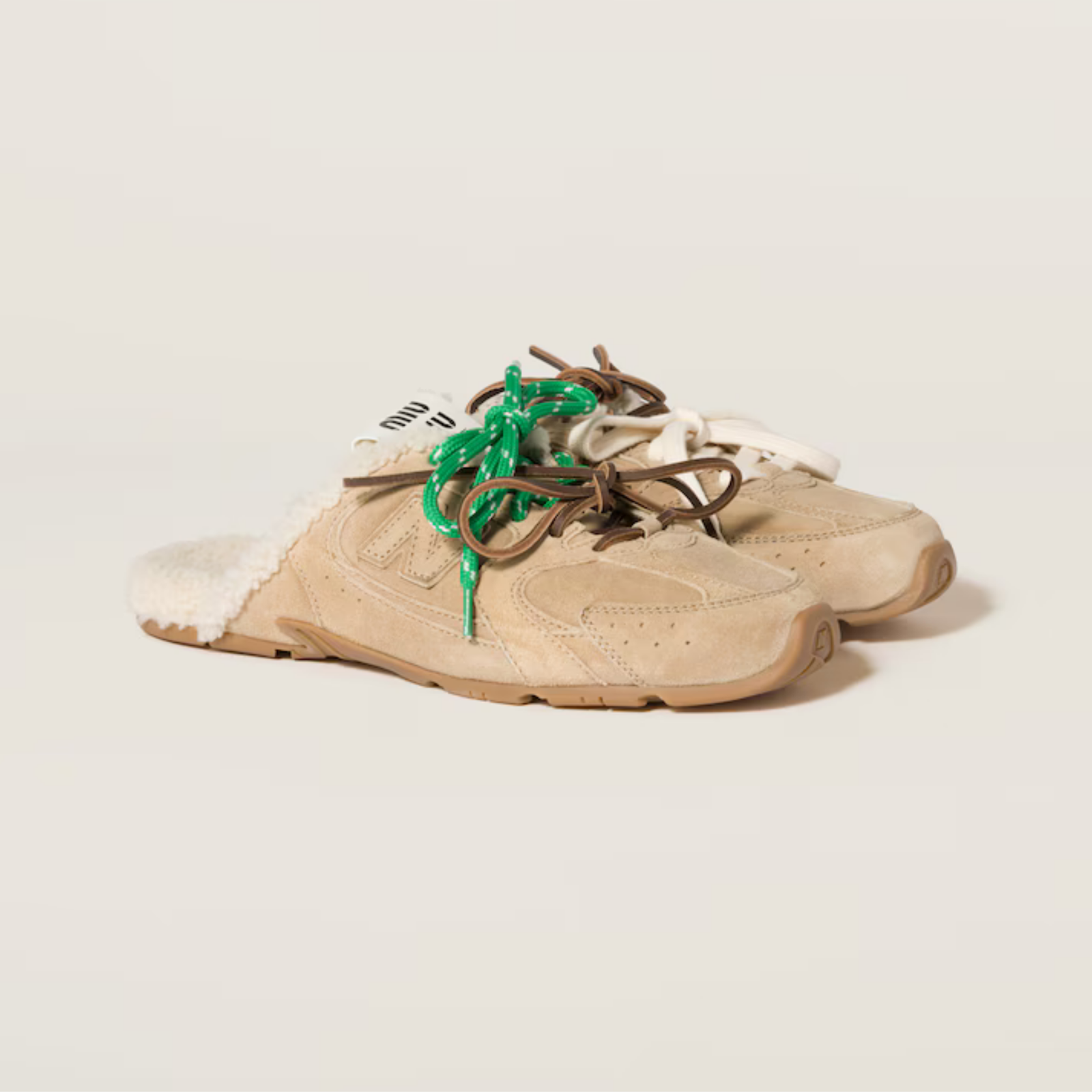 New Balance X Miu Miu 530 SL bleached suede sneaker mules